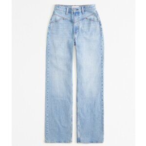 A&F Curve Love High Rise 90s Relaxed Jean, 31 Short, medium with front yoke